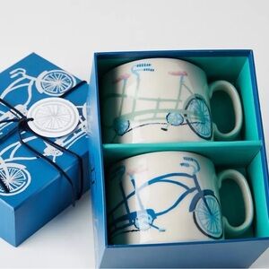 NEW! Anthropologie “Better Together” Bicycle Print Mug Set